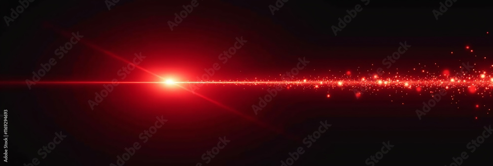 Poster black background features red speed light long glowing rays sparkly flare moving horizontally