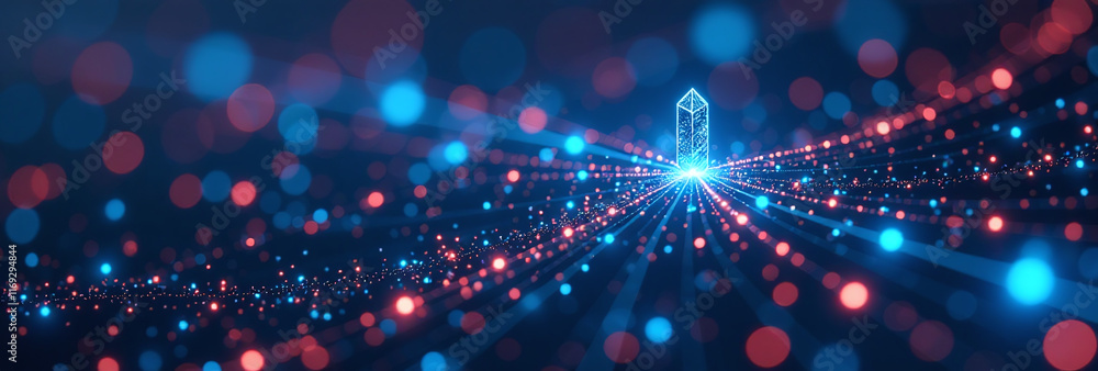 Poster blockchain ai drive vast network stream connecting various concepts cyber tech scientific
