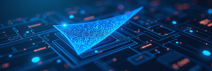 blue abstract shape combines modern design lines technological background effectively creating visually striking