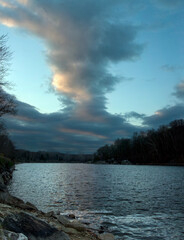Towering cloud at sunset