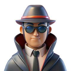 3D Render of a Cartoon Detective in a Fedora 