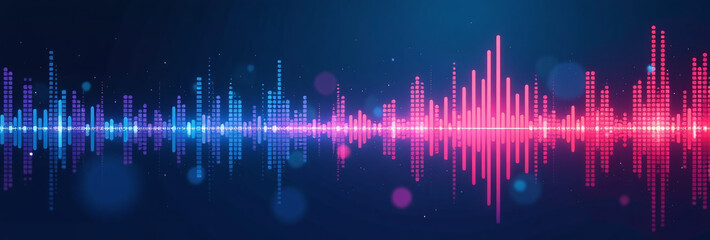 colorful sound waves blue background music wave poster design featuring technology sound wave spot light
