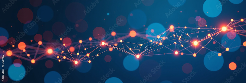 Poster connected lines dots geometric background create scientific network graphic polygonal wave flow styl