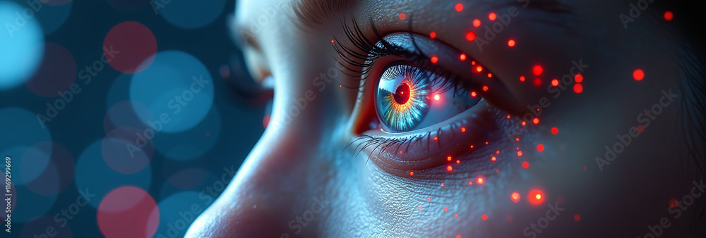 Poster cyber eye circuits blend futuristic tech concepts various background
