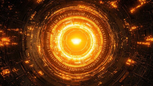 A stylized depiction of a cybersecurity theme, showing a glowing shield surrounded by binary code and locks, representing digital protection. 