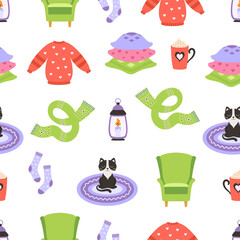 cozy elements seamless pattern