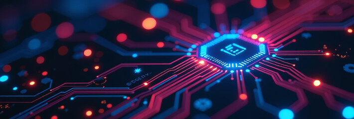 Fototapeta premium digital circuits glowing lines represent modern technology advancements innovative ideas design