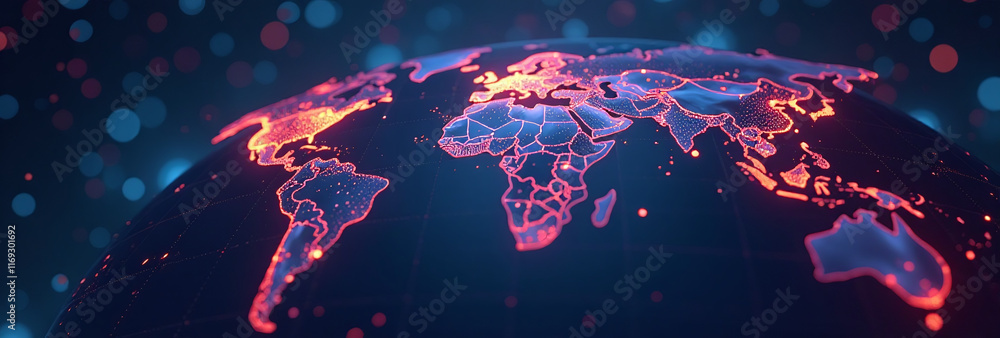 Poster digital flow connects world technology visualizing large amounts data futuristic global perspective 