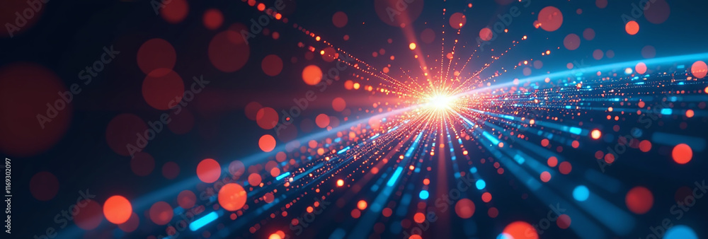 Poster digital space connects particles digital data networks information technology