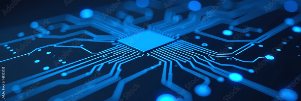 Poster electronic blue lines design circuit board engineering projects technology computer graphics