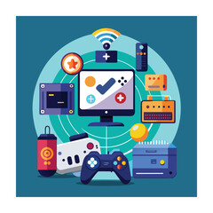 Gaming equipment vector illustration