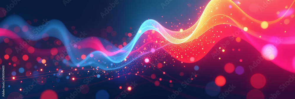 Poster futuristic abstract colors blend together digital screen creating dynamic visual effect modern