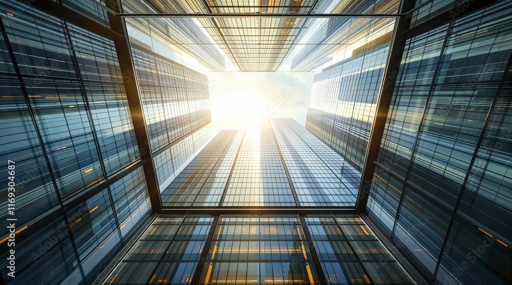 Poster modern building with a glass ceiling and skylights, allowing natural light to flood the interior. th
