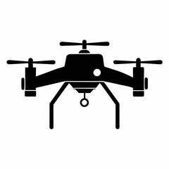 Smart Agriculture Drone Silhouette Vector