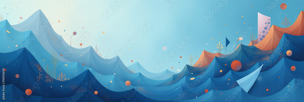 Poster geometric shapes create abstract dynamic design serene blue visual background artistic composition
