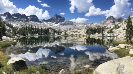 Serene Mountain Landscape with Clear Reflection in Still Lake