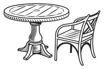 A vector silhouette image of table on a white backgroun