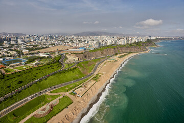 An aerial view of Lima&rsquo;s Costa Verde reveals the perfect blend of urban life and natural beauty.With cliffs that kiss the Pacific and waves that call to surfers, this coastline is pure magic. 