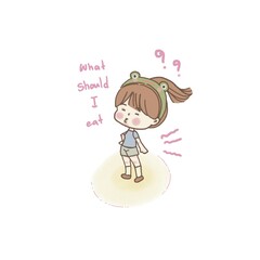 A young girl who is hungry but doesn't know what to eat