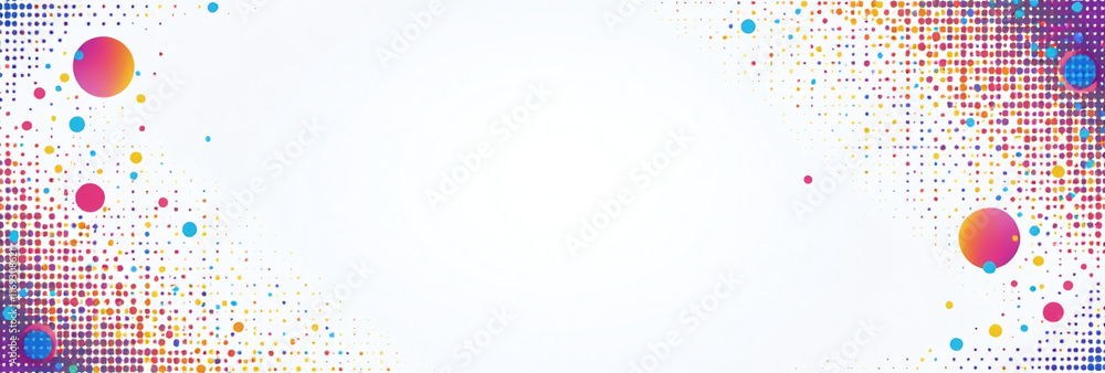Aufkleber halftone patterns create digital futuristic look colorful gradients shapes white background various