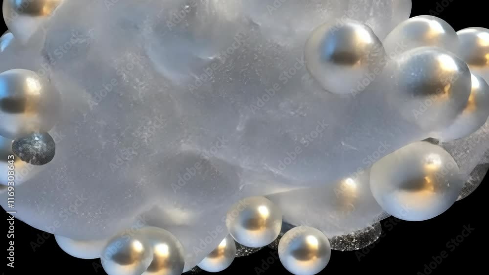 Aufkleber unique display of translucent material with shimmering pearls against a dark background