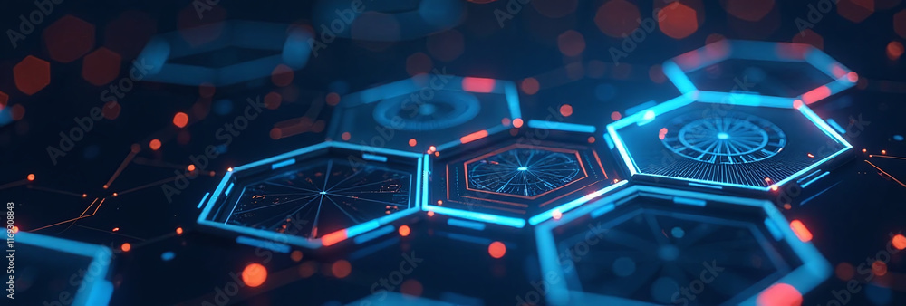 Poster hexagonal tech design concept abstract space visual content minimalist