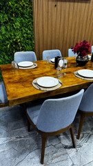 table setting restaurant cafe without people. High quality photo