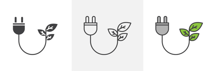 Alternative energy icons in black and colored versions