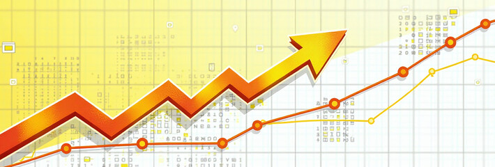 Obraz premium ideas grow fast arrows pixels lines bright yellow white