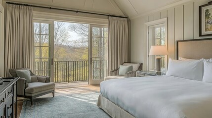 Elegant Hotel Room with Scenic Views and Natural Light