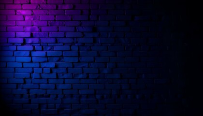 neon lit brick wall with purple and blue gradient lighting