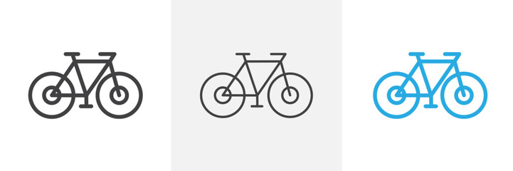 Bicycle icons in black and colored versions
