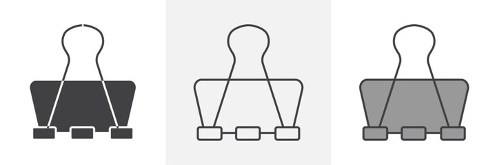 Binder clip icons in black and colored versions