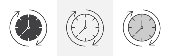 Course of time icons in black and colored versions