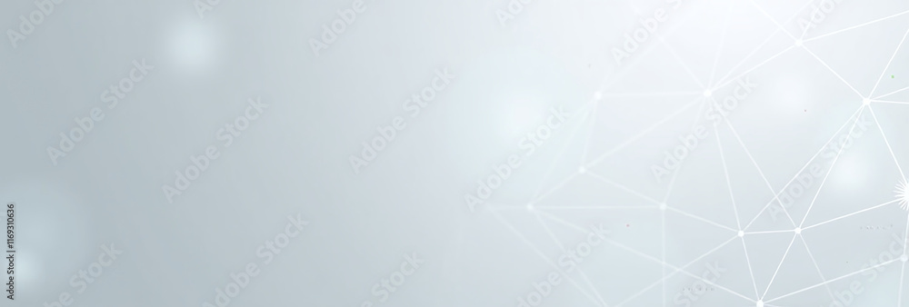 Poster light grey network banner features triangle lines small dots modern design