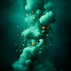 Mesmerizing swarm of glowing bioluminescent plankton drifting through the mysterious depths of the ocean pulsing trails of vivid neon green and turquoise creating a hypnotizing