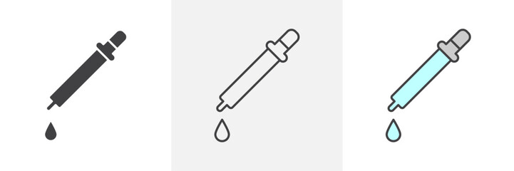 Dropper pipette icons in black and colored versions