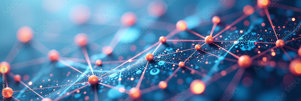 Poster low poly shapes connect abstract dots lines creating technological