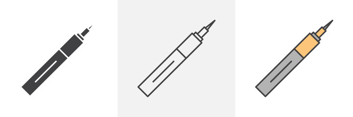 Eyeliner icons in black and colored versions