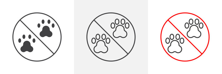 Forbidden dog pet signs set in black and colored versions