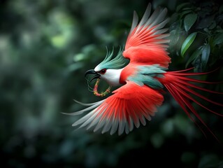 Fototapeta premium Exotic birds with shimmering kaleidoscopic plumage engage in a mesmerizing pheromone driven mating ritual