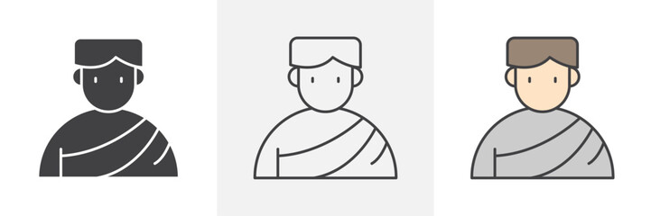 Hajj icons in black and colored versions