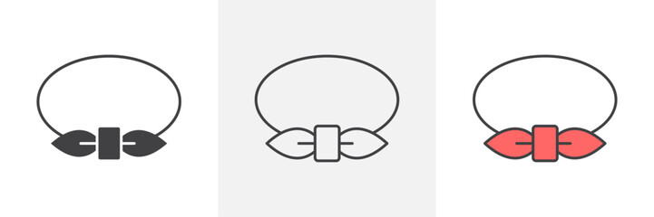 Hair tie icons in black and colored versions