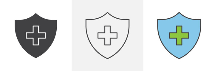 Obraz premium Immune guard icons in black and colored versions