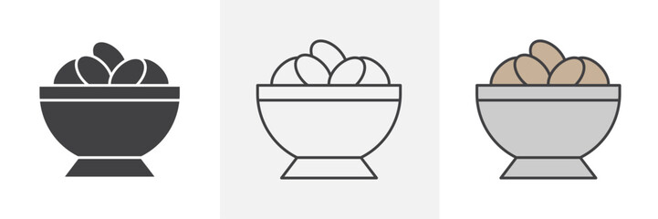 Iftar meal ramadan icons in black and colored versions