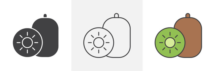 Kiwi icons in black and colored versions