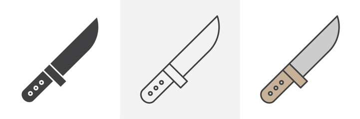 knife icons in black and colored versions