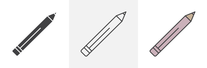 Lip pencil icons in black and colored versions