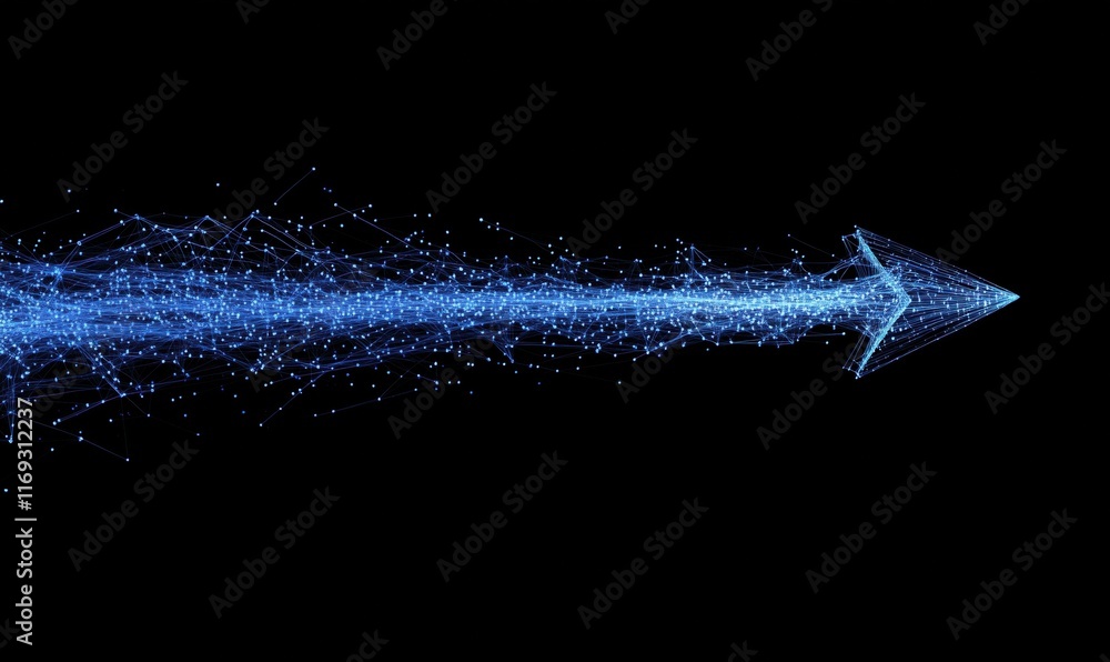 Poster Digital Arrow Flow Representing Data Movement and Connectivity in Technology, Abstract Visualization of Network Dynamics