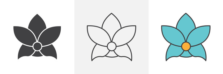 Moth orchid icons in black and colored versions © iconic